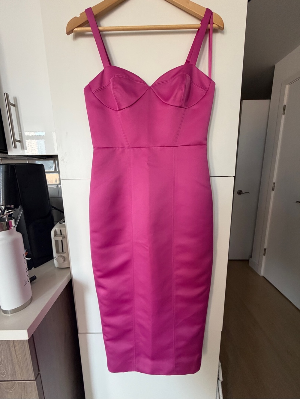 Toccin Hot Pink Sleeveless Midi Dress